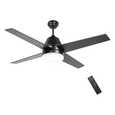 HOMCOM Mounting Reversible Ceiling Fan with Light, Remote, Black & Brown