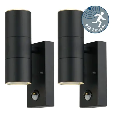 Set of Blaze - Black Outdoor Up Down Motion Sensor Wall Lights