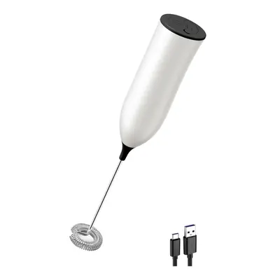 USB Rechargeable Electric Milk Frother Stick ,Black+White