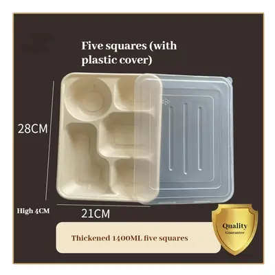 (1400ml bowl type five grid+PP lid) (100) Disposable Multi -Latter Box Purchibutic Can Be Deduct