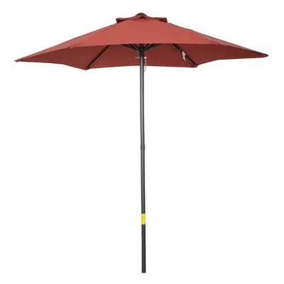 Outsunny 2m Parasol Patio Umbrella, Outdoor Sun Shade with Ribs Wine Red