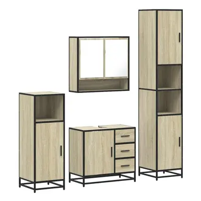 (sonoma oak) vidaXL 4ÃÂ Piece Bathroom Furniture SetÃÂ Smoked Oak Engineered Wood