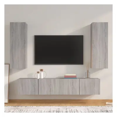 vidaXL Piece TV Cabinet Set Grey Sonoma Engineered Wood