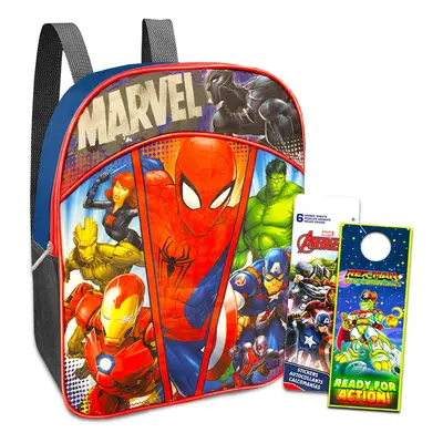 Marvel Super Hero Mini Backpack ~ Pc Bundle With 11"" Avengers Superhero School Bag For Boys Tod