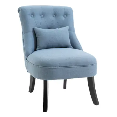 HOMCOM Fabric Single Sofa Armchair Upholstered with Pillow Wood Leg Blue