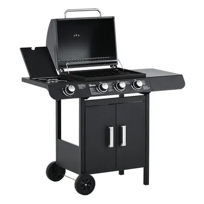 Outsunny Deluxe Gas Barbecue Grill 3+1 Burner Garden BBQ w/ Large Cooking Area