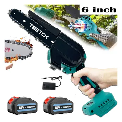 Cordless Chainsaw 6'' Cutter Saw+2Battery 5.5A+Charger-Makita Compatible