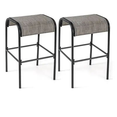 Patio Bar Stools Set of 76 cm Outdoor Metal Bar Height Bistro Stools