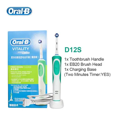 (Green D12S) Oral B Electric Toothbrush VITALITY Braun D12 D12S