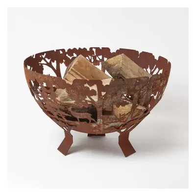 Homescapes Decorative Fire Bowl with Laser Cut Woodland Scene