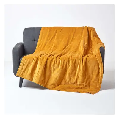 (Mustard, x cm) Velvet Quilted Throw