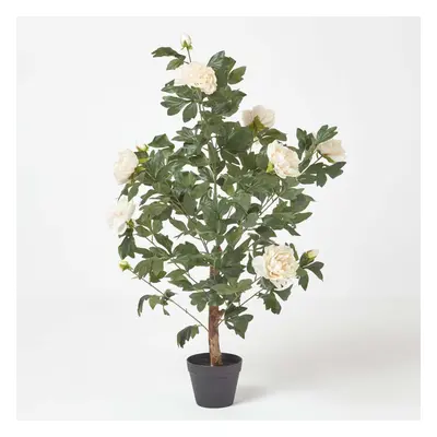 (Peach) Artificial Peony Tree in Black Pot, cm Tall