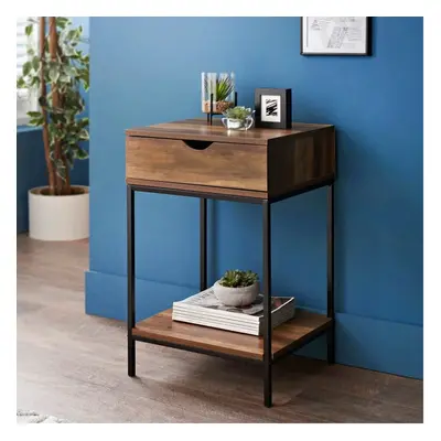 Oak finish Tromso Drawer Side Table Store items in the drawer & book