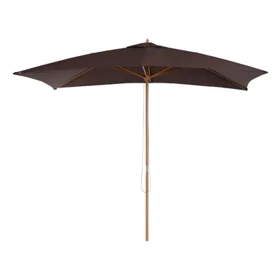 Outsunny Wooden Garden Parasol Sun Shade Patio Umbrella Canopy Dark Coffee