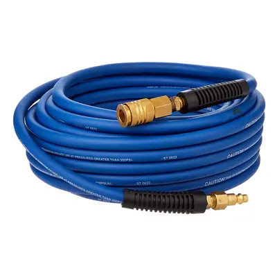 E1450PVCR 50' PVC/Rubber Hybrid Air Hose with Brass NPT Industrial Fitting and Universal Quick C