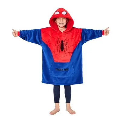 Spiderman Fleece Blanket Hoodie for Boys and Teenagers - One Size Cosy Hooded Blanket - Spiderma