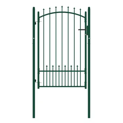 (green) vidaXL Fence Gate with Spikes Steel Garden Barrier Green/Black Multi Sizes