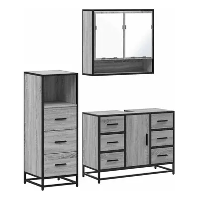 (grey sonoma) vidaXL Piece Bathroom Furniture Set Sonoma Oak Engineered Wood