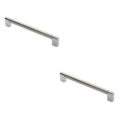 2x Multi Section Straight Pull Handle 224mm Centres Satin Nickel Polished Chrome