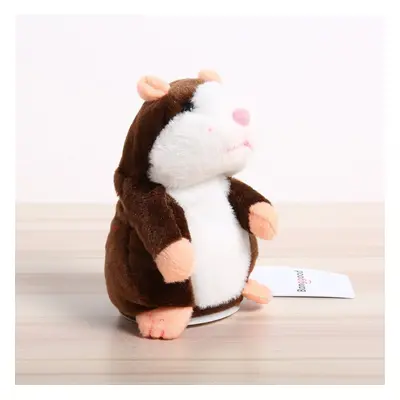 (Dark Brown) Talking Hamster Pet 15cm Christmas Gift Plush Toy Cute Speak Sound Record Stuffed A