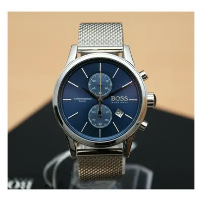 NEW HUGO BOSS MENS JET BLUE DIAL MESH STRAP CHRONOGRAPH WATCH