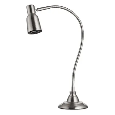 Heavyweight Reading Table Lamp Satin Silver & 9W LED Bulb