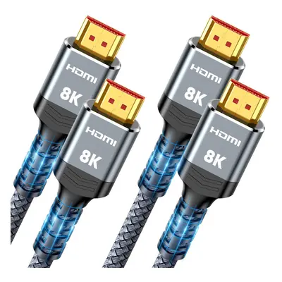 Highwings 8K HDMI Cable 2.1 10FT/3M 2-Pack 48Gbps High Speed HDMI Cord-Nylon Braided 8K60Hz 4K12