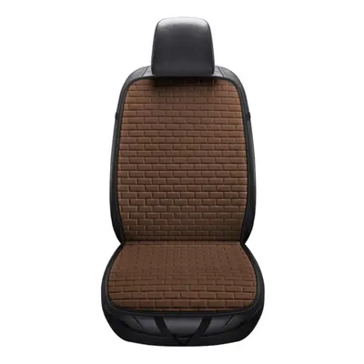 (Coffee) Universal Front Car Seat Cushion Cover Breathable Flax Protector Cushion Anti-slip