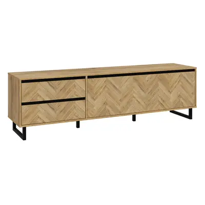 Nikomedes TV Unit in Spica Oak/Matt Black/Bartex Oak