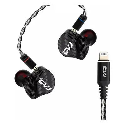 (Black, Standard) Certified for Lightning Earphones Socket 1DD + 1BA Stereo Bass Headsets with M