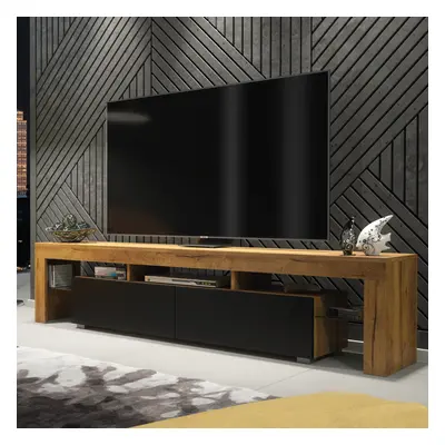 TV Unit 200cm Creative Furniture - Oak & Black Matt Doors