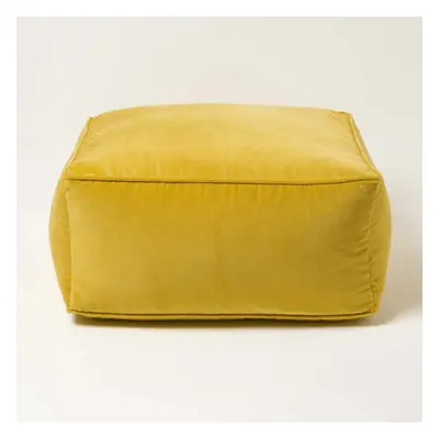 (Yellow) Velvet Pouffe Bean Cube