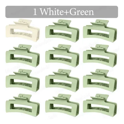 (1 White and Green, 48Pcs) 6-60Pcs Korean Women Girls Plastic Hair Claws 8.5cm Hairclip Crab Bar