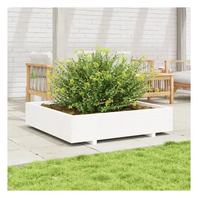 vidaXL Garden Planter Outdoor Flower Pot Planter Pot White Solid Wood Pine