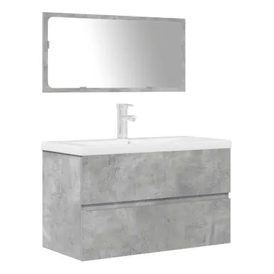 vidaXL Piece Bathroom Furniture Set Concrete Grey Engineered Wood