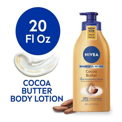 NIVEA Cocoa Butter Body Lotion with Deep Nourishing Serum, Fl Oz