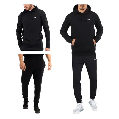 (Black, M) NIKE Club Mens Fleece Hoodie Joggers Winter Pullover Sportswear Black