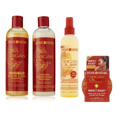 Creme Of Nature Argan Oil (Set Of 4) Sulphate Free Shampoo, Intensive Conditioner, Leave In Cond