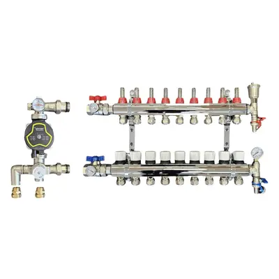 (9 PORT) WÃ¤rmer System Underfloor Heating Manifold with 'A' Rated Auto Pump GPA25-6 III and Ble