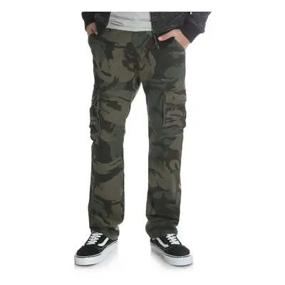 Boy's Slim Straight Stretch Cargo Pant (Husky) in Forest Green Camo