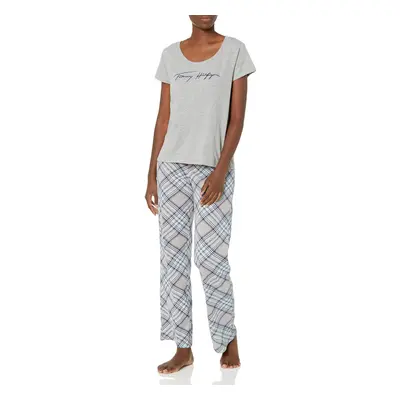 Tommy Hilfiger womens Short Sleeve Logo Tee Top & Bottom Pant Pj Pajam