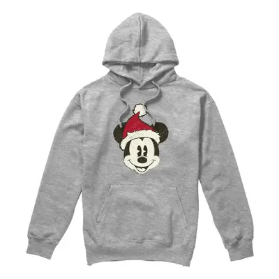 (XXL, Sport Heather) Disney Mens Mickey Mouse Santa Face Hoodie