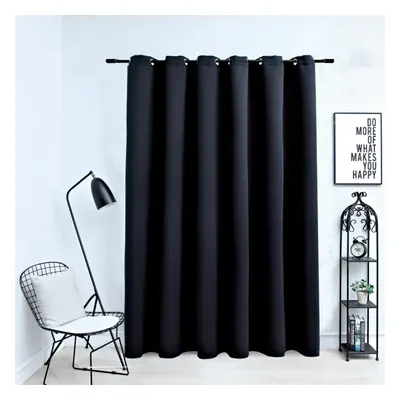 vidaXL Blackout Curtains with Metal Rings Black 290x245cm Blind Window Drape