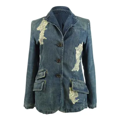 Lauren Ralph Lauren Women's Lace Patchwork Denim Blazer (Indigo 6)