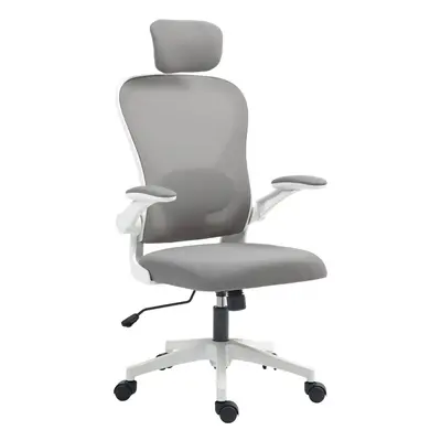 HOMCOM Executive Mesh Office Chair with Headrest, Lumbar Support, Grey