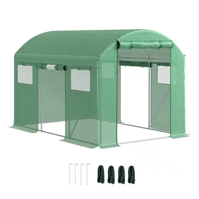 Outsunny Polytunnel Greenhouse with Roll-up Doors, x x 2m, Green