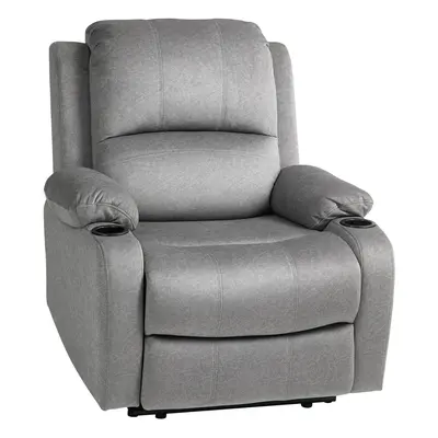 HOMCOM Recliner Armchair for Living Room, Recliner Chair with Cup Holder Grey