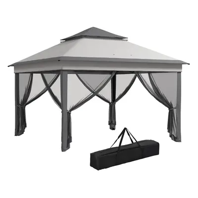 Outsunny x 3(m) Pop Up Gazebo Tent with Netting, Height Adjustable, Grey