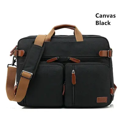 (Canvas Black, 15.6 inch) Handbag Business Briefcase Rucksack Convertible Backpack Laptop Bag 15