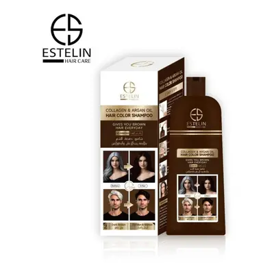 Estelin Collagen & Argan Oil Hair Color Shampoo Dark Brown 400ml